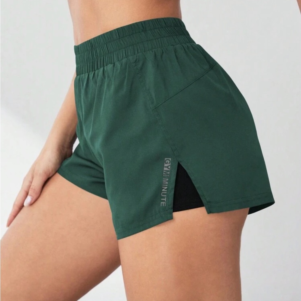 Women's Teal Elastic-Waist Running Shorts